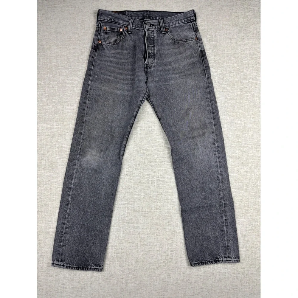 Levis 501 Mens 30x30 Jeans Grungy Stone Washed Grey Denim Honeycombing Fade